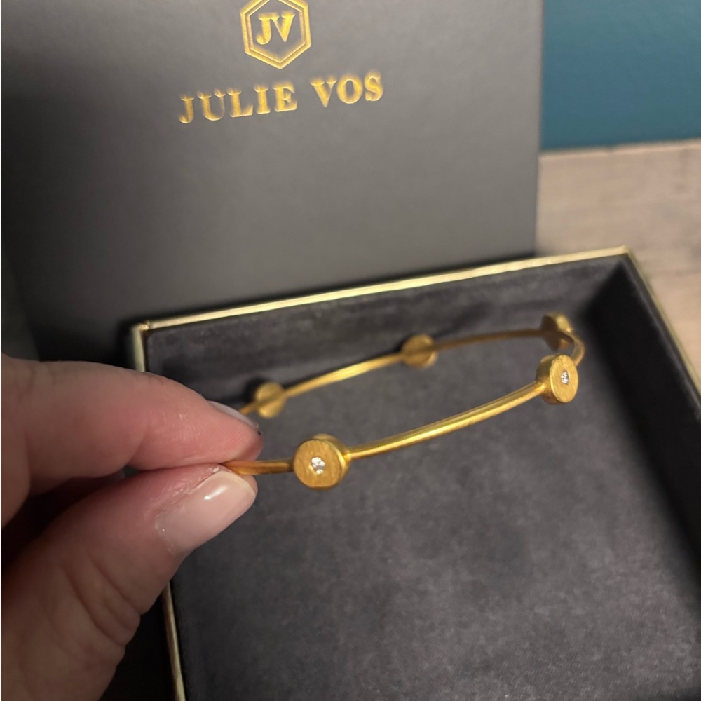 Julie Vos XL bangle bracelet 24k gold plate like new with bag RETIRED RARE